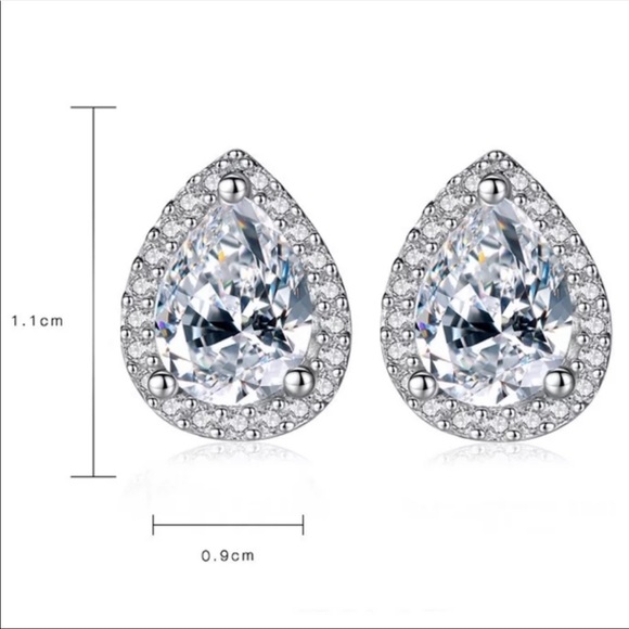 New 925 Silver Elegant Pear Cut Pink Sapphire Earrings - Picture 4 of 4